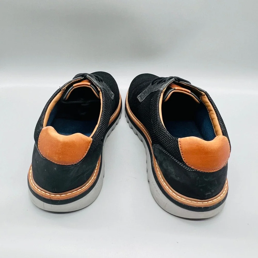Johnston & Murphy Shoes Mens 9.5 Black Knit Braydon Plain Toe Lace Up Sneakers